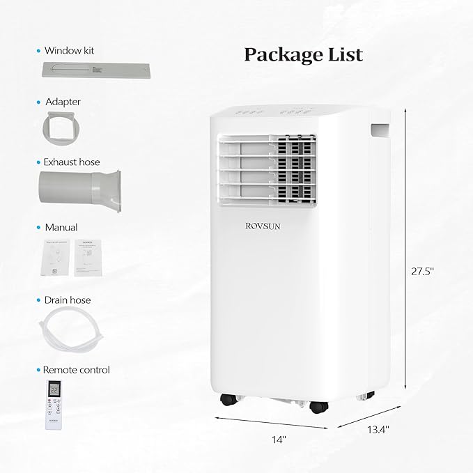 ROVSUN WiFi Enabled Smart 10000 BTU Portable Air Conditioner with Remote & APP Control, 3-in-1 Cooler, Dehumidifier & Fan, Powerful Room Mobile AC Unit with Rolling Wheels & Easy Installation Kit