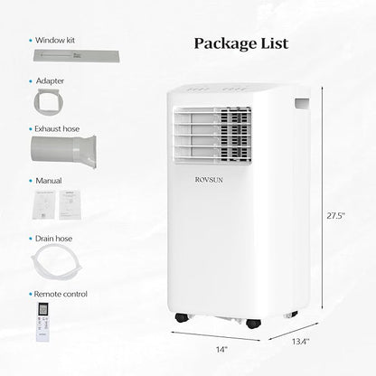 ROVSUN WiFi Enabled Smart 10000 BTU Portable Air Conditioner with Remote & APP Control, 3-in-1 Cooler, Dehumidifier & Fan, Powerful Room Mobile AC Unit with Rolling Wheels & Easy Installation Kit