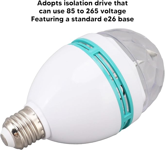 Smart Light Bulb, RGB Auto Changing Light Bulb, E26 Base Rotating RGB Light Bulb Dancing Light Bulb for Party Bar Wedding