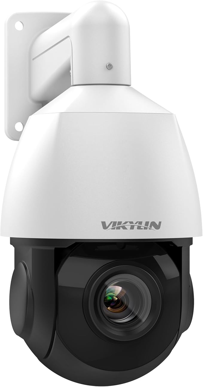VIKYLIN 4K PoE PTZ Camera for Outdoor Security, 25X Zoom PoE Surveillance Camera System, Human Vehicle Detection, Two-Way Audio, IR Night Vision 328ft, Smart Tracking, 24/7 Recording