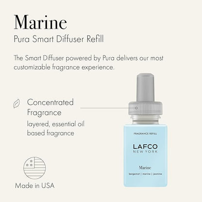 LAFCO New York Pura Smart Device Refill, Marine - Pack of 2 - Vial Delivers Up to 2 Weeks of Fragrance Life - Made in the USA