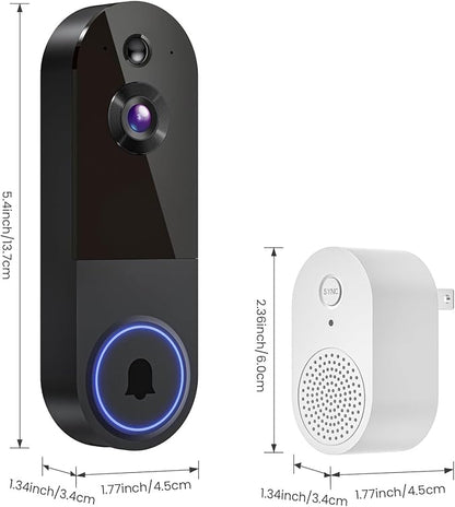 ClipBlur 1080p Wireless Wi-Fi Video Doorbell Camera with Night Vision, Pet Camera, Two Way Audio, 2.4G WiFi Only, AI Motion Detection and Cloud Storage (Sold Separately)