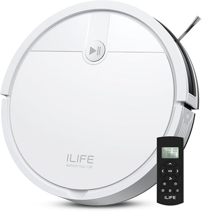 ILIFE V2 Robot Vacuum Cleaner, Tangle-Free Suction, 120 Mins Runtime, Slim, Self-Charging Robotic Vacuum Cleaner, Ideal for Pet Hair and Hard Floors