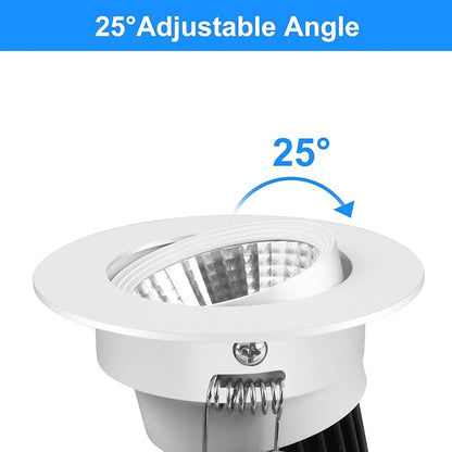 LightingWill 2inch LED Dimmable Downlight, 3W COB Recessed Ceiling Light, Daylight White 5500K-6000K, CRI80, 25W 220LM Halogen Bulbs Equivalent, White (20 Pack)