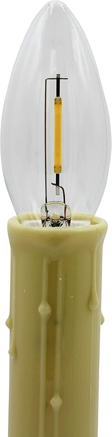 Creative Hobbies LED Replacement Light Bulbs for Electric Candle Lamps, Window Candles, Chandeliers - 7 Watt Equivalent Candelabra, Clear, Steady Burning, 120v 7w Bulb (12)