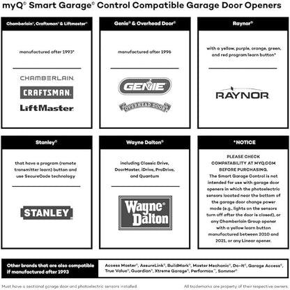 Chamberlain Smart Garage Control - Wireless Garage Hub and Sensor with WiFi & Bluetooth - Smartphone Controlled, myQ-G0401-ES, White, Pack of 10