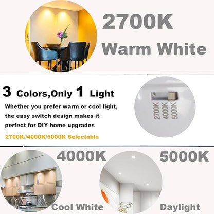 3CCT PAR16 Dimmable LED E26 Bulbs 10 Pack, Short Neck Led Light, 5W=50W, 500LM Mini Flood Lights, 2700K/4000K/5000K Selectable, for Track Lighting, Kitchen