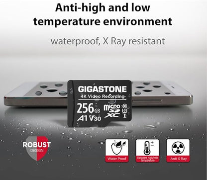 GIGASTONE 256GB Micro SD Card A1 V30 2-Pack, Full HD Video, Surveillance Security Cam Action Camera Drone, 100MB/s Micro SDHC Class 10