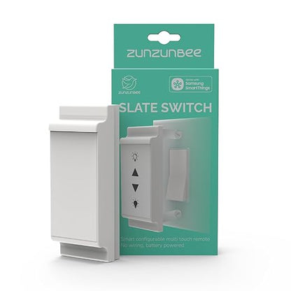 Slate Switch – Zigbee 3.0 Smart Wall Button Remote, Works with SmartThings, 8 Programmable Touch Buttons, Battery Powered, Includes Temperature Sensor