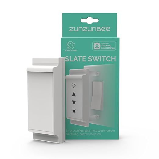 Slate Switch – Zigbee 3.0 Smart Wall Button Remote, Works with SmartThings, 8 Programmable Touch Buttons, Battery Powered, Includes Temperature Sensor