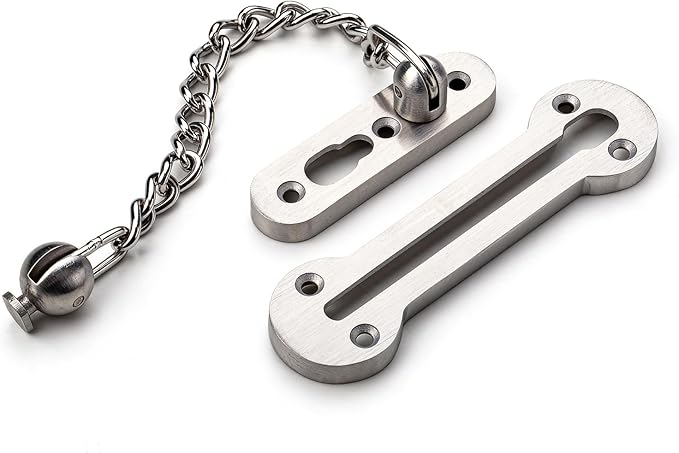 Screen Door Latch – Heavy Duty 304 Stainless Steel Apartment Security Lock, French Door Lock, Storm Door Latch, Child Proof & Anti-Break-in Protection (Silver)