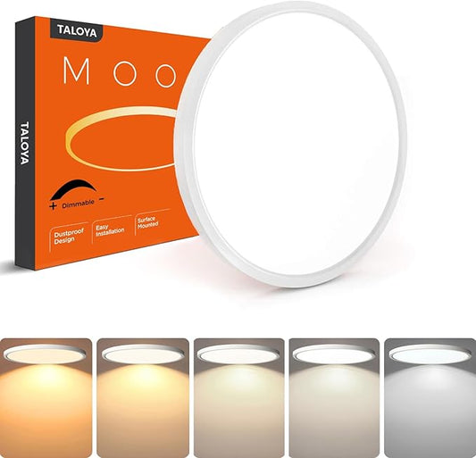 TALOYA Dimmable Flush Mount Ceiling Light,15.8Inch,24W,5 CCT,LED Ceiling Light Fixture for Bedroom,Kitchen,Living Room,White