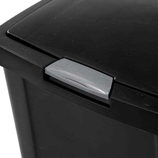 Sterilite 13 Gallon TouchTop Narrow Plastic Wastebasket with Secure Titanium Latch for Kitchen, Bathroom, and Office Use, Black (8 Pack)