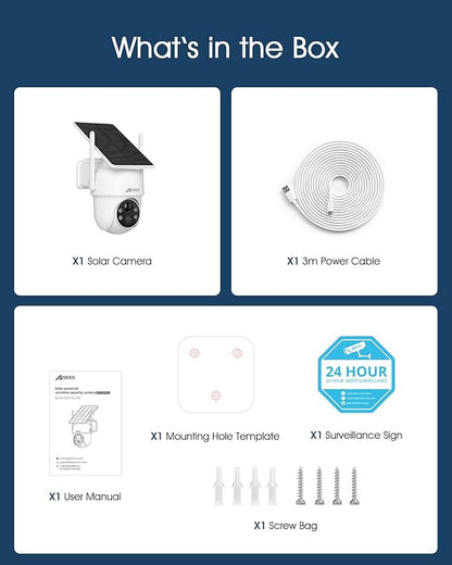 ANRAN Solar Security Cameras Wireless Outdoor,2K Cameras for Home Security with Fixed Solar Panel, 360° PTZ for Home Surveillance,2.4G WiFi, PIR Human Detection, 3MP Color Night Vision, 2-Way Talk