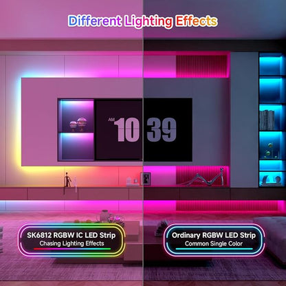 BTF-LIGHTING RGB+Warm White SK6812 LED Strip 16.4FT 150LED IP30 DC12V | RGBW Individually Addressable UL Listed 4 Colors in 1 Light (Similar WS2812B) White PCB(No Adapter or Controller)