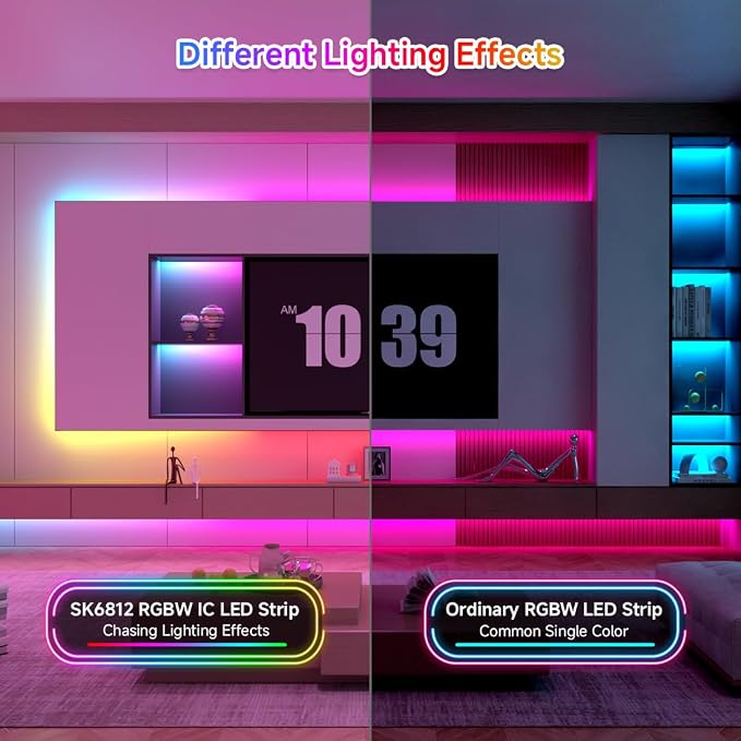 BTF-LIGHTING RGB+Warm White SK6812 LED Strip 16.4FT 150LED IP65 DC12V | RGBW Individually Addressable UL Listed 4 Colors in 1 Light (Similar WS2812B) White PCB(No Adapter or Controller)