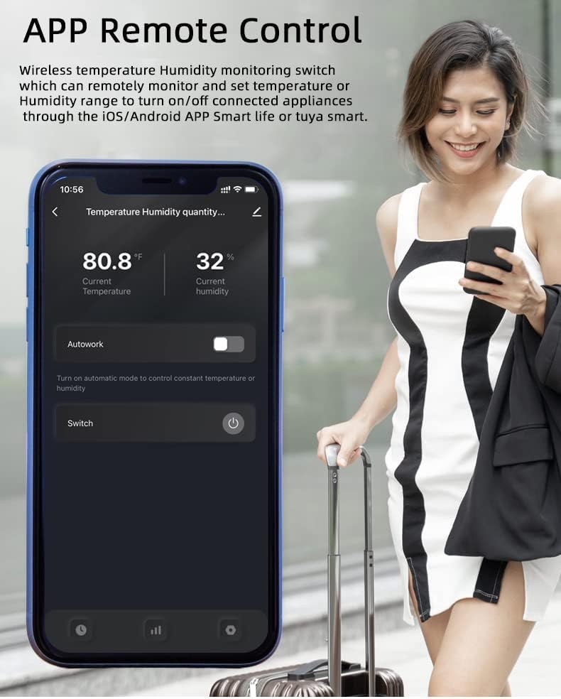 Tuya Smart WiFi 16A Temperature Humidity Switch Sensor Module with Energy Consumption Monitoring, APP Bluetooth Wireless Remote Control,Works with Alexa Google Home (Temperature Humidity)