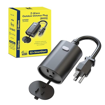 Minoston Z-Wave Plug 800 Outdoor Dimmer Zwave Dimmable Smart Plugs Outlet Switch, Z-Wave Hub Required, IP65 Weatherproof, Built-in Repeater, Work with SmartThings, Wink, Hubitat, Black (MP22ZD)