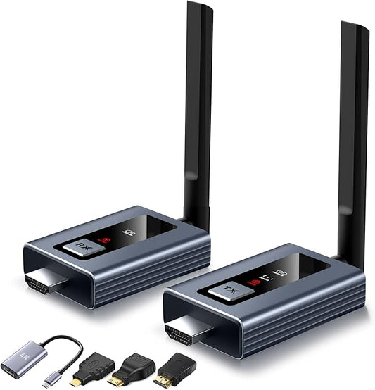 Wireless HDMI Transmitter and Receiver,HDMI Wireless Adapter 50M,Smart Thermal Control,Plug and Play,Metal Housing,LED Display,5GHz @60fps for Wirelessly Stream Video from Laptop,TV Box to TV/Monitor