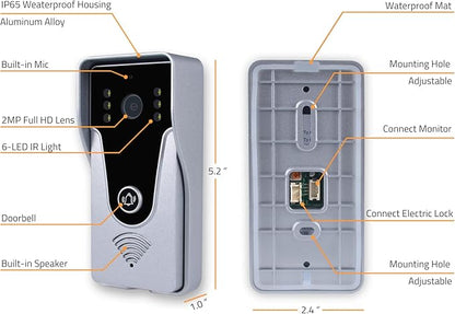 Wireless Video Doorbell Intercom with Monitor System, WiFi Video Intercom 1080P HD Metal Camera, 7 Inch Monitor with 32G Card Record, Tuya APP, 2-Way Audio, Unlock for Home Security System