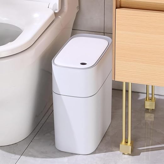 funest Automatic Touchless Bathroom Trash Can with Lid- 3.5 Gallon Motion Sensor Garbage Can for Kitchen, Bedroom, Office,Auto-Adsorption Waterproof Bathroom Trash Can