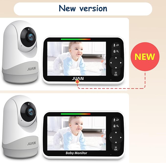 JUAN Baby Monitor with Camera and Audio, No WiFi 100% Private, 3500mAh Long Battery, 1000ft Range Connection, Remote Pan-Tilt-Zoom, Crystal Night Vision, 2-Way Talk for Newborn Infant