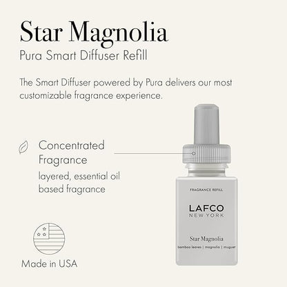 LAFCO New York Pura Smart Device Refill, Star Magnolia - Pack of 2 - Vial Delivers Up to 2 Weeks of Fragrance Life - Made in the USA
