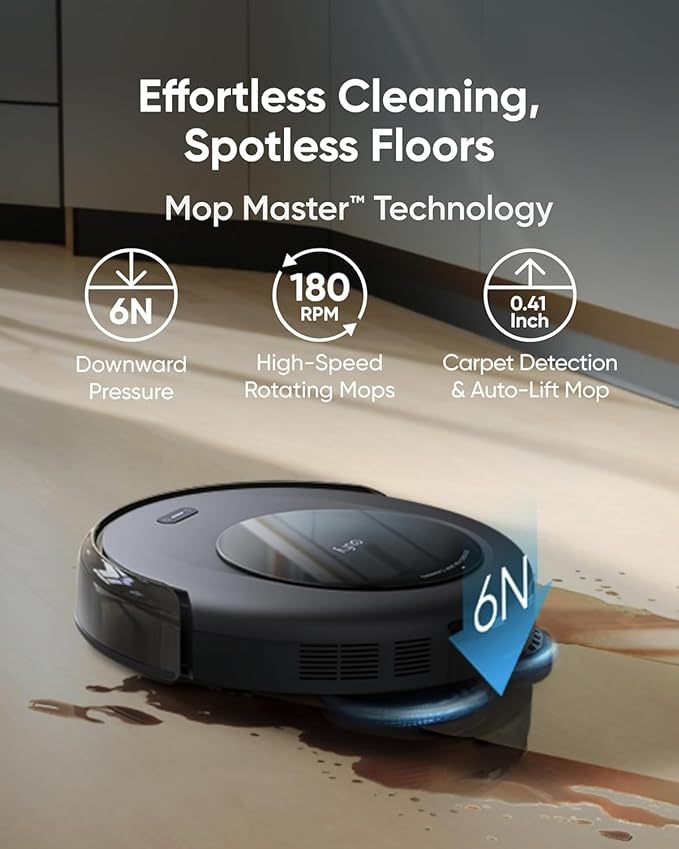 eufy Robot Vacuum Omni C20, Robot Vacuum and Mop Combo, Self Emptying, Auto Mop Washing and Auto Drying for Hands-Free Cleaning, 7000 Pa Powerful Suction (Renewed Acceptable)
