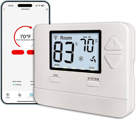 Heagstat WiFi Thermostats for Home Single-Stage 1Heat/ 1Cool, APP Remote Control, 7-Day or 0-Day Programmable. (C-Wire Required)