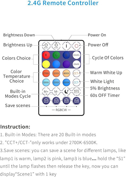 Magic Home 2.4G Remote Control with 28 Keys, RGB+CCT for Smart LED Bulbs, Smart Floor Lamp-1 Pack