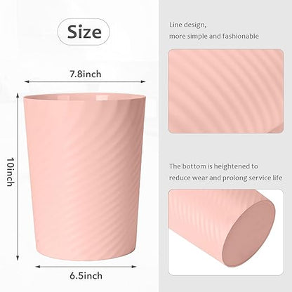 Small Plastic Trash Can - 1.8 Gallon - Pink - Wastebasket Garbage Can Container