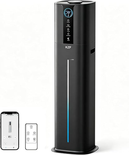 KZF 9L Smart Humidifiers for Bedroom Large Room, 2.3Gal Cool Mist Top Fill Diffuser App & Remote Control, 3 Mist Modes, Quiet Humidifier for Home Office Plant (App Control, Black)