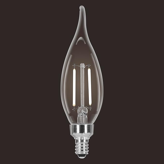 Sylvania B10 Clear LED White Filament Bulb, 3.5W, Dimmable, 300 LMS, Candelabra Base, 5000K, Daylight - 4 Pack (41847)
