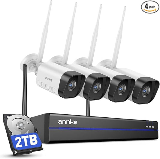 ANNKE 16CH Wireless Security Camera System 2TB, 4Pcs 3MP Outdoor Cams Kits