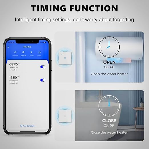 Smart WiFi Water Heater Switch, 40A, Voice Control with Alexa & Google Home, Timer Function, Tuya App Compatible