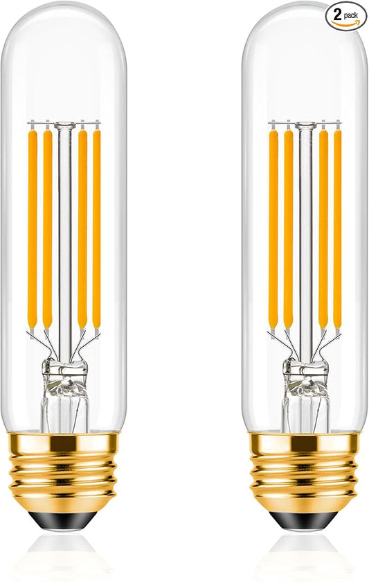 ToBeGreat T30 E26 Tubular Filament Light Bulbs Dimmable 6 Watt Equivalent 60W Bulb T10 Edison LED Warm White 2700K,Desk Lamp,Kitchen,2 Pack
