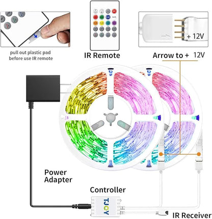 TJOY 16.4FT Smart Led Strip Lights for Bedroom, Compatible with Alexa and Google Assistant, RGB Color Changing, Wireless Music Sync Led Lights for Room Decor(APP+Remote+Voice)