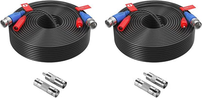 ZOSI 2 Pack 100ft All-in-One Video Power Cable, BNC Extension CCTV Camera Cable for Security DVR System, Included 2X BNC Connectors and RCA Adapters