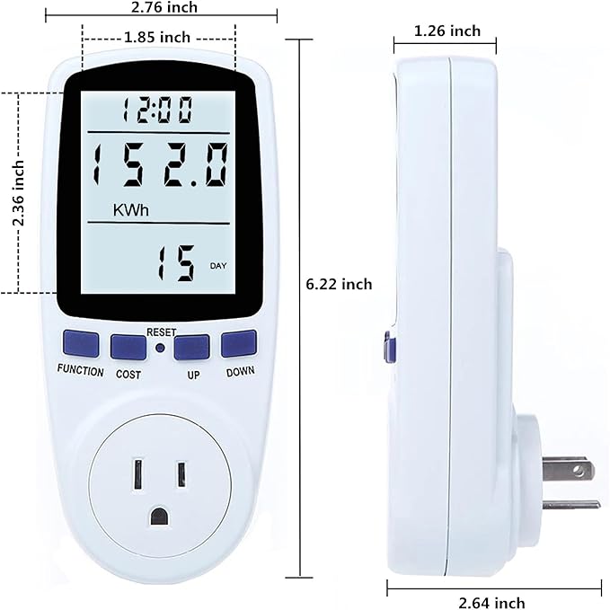 Upgraded Watt Meter Plug in Power Meter Home Energy Monitor Power Consumption Meter, Energy Voltage Amps Kill Tester with White Backlight, Overload Protection, 7 Modes Display (Pack of 2)
