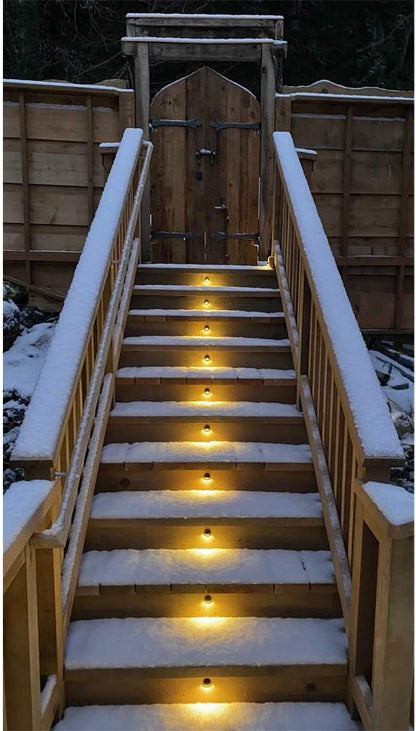 Sumaote Outdoor Deck Steps Lights, 20 Pack Half Moon Low Voltage LED Deck Post Lights 3000K Warm White Landscape Lighting for Garden Railing Stair Post Fence Decor
