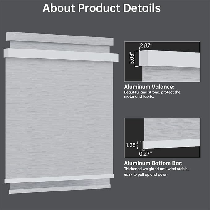Motorized Blinds with Remote, Light Filtering Smart Blinds for Windows Automatic Roller Shades Compatible with Alexa, Motorized Shades Customized for Living Room Home Office (Jacquard White)