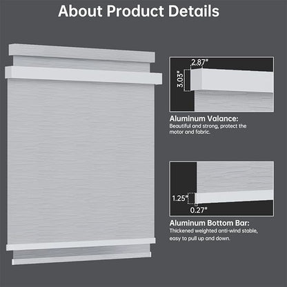 Motorized Blinds with Remote, Light Filtering Smart Blinds for Windows Automatic Roller Shades Compatible with Alexa, Motorized Shades Customized for Living Room Home Office (Jacquard White)