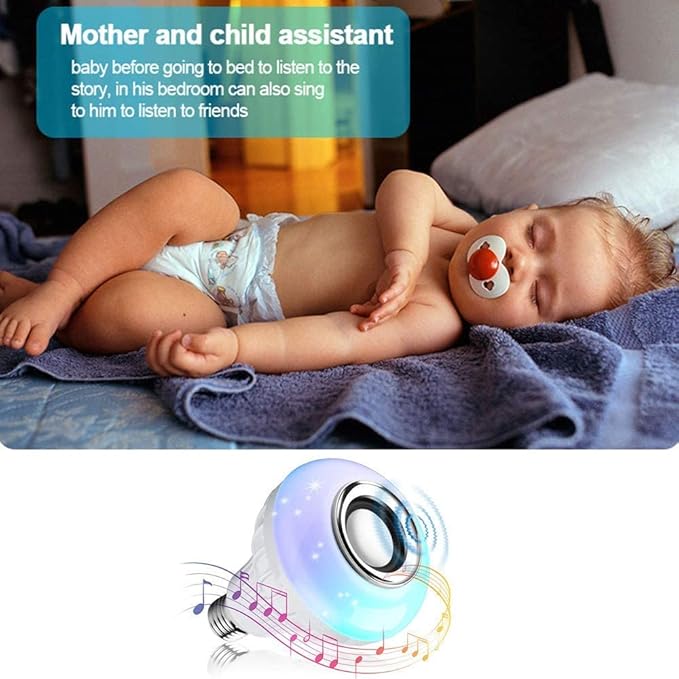 Lighting LED+ Color Changing Speaker LED Light Bulb with Remote Control and APP, Soft White, Comes with B22 Socket