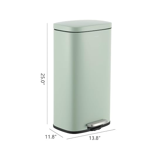 happimess Curtis 8 Gal Step Trash Can Soft Close 25", Pistachio Gelato