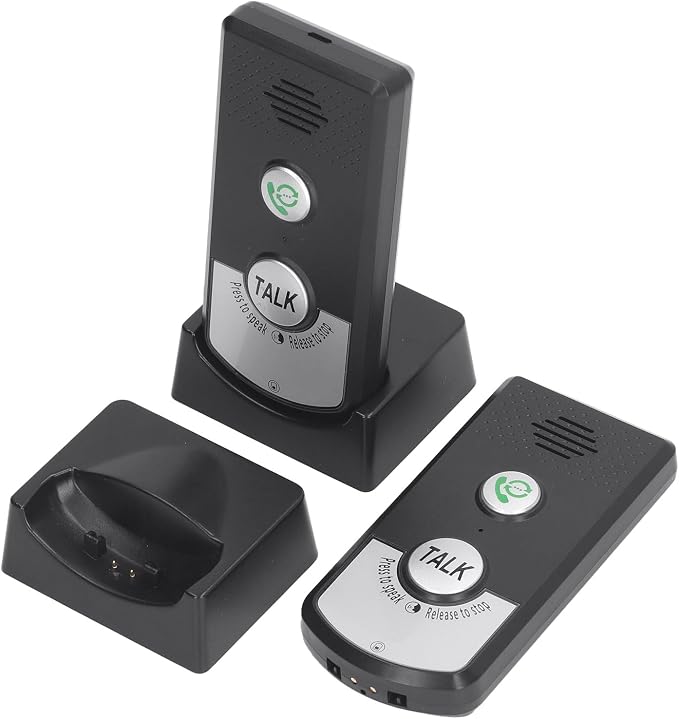 Wireless Intercom Doorbells, Adjustable Voice Intercom Home Smart 2 Way Talk Doorbell, Electronic Doorbell for Hospitals, Hotels, Factories, Teahouses (Black)