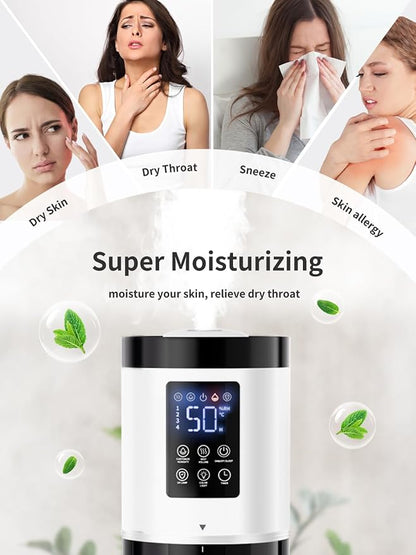 8L Humidifiers for Bedroom, 30dB Quiet, 500ft² Coverage, 60H Runtime