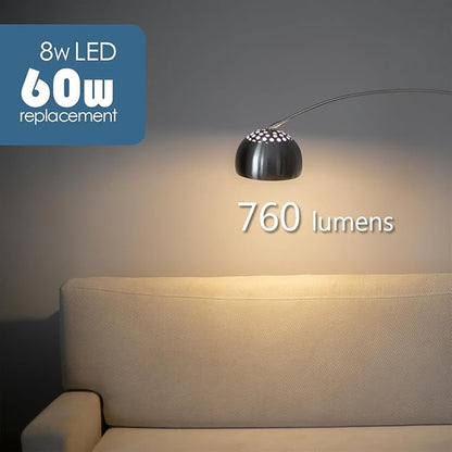 Maelsrlg A19 LED Light Bulbs 60 Watt Equivalent, 90 CRI, Dimmable, Warm White 3000K, 760 Lumens, E26 Base, 120V, 8W LED Bulbs for Bedroom Living Room, 8-Pack