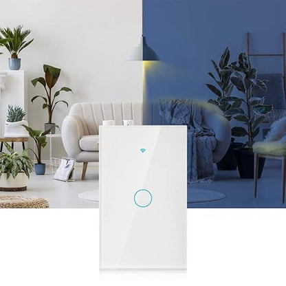 WiFi Touch Screen Smart Switch and Home Control | 1-Way AC Panel with Remote App Control (White)