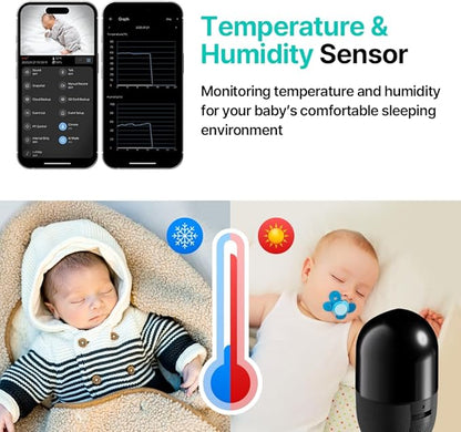 S8 2K QHD Baby Monitor Camera – Korean Privacy Certified, AI Cry Detection, 360° PTZ, Dual Wi-Fi, Night Vision, 2-Way Audio, Temp Sensor, No Subscription