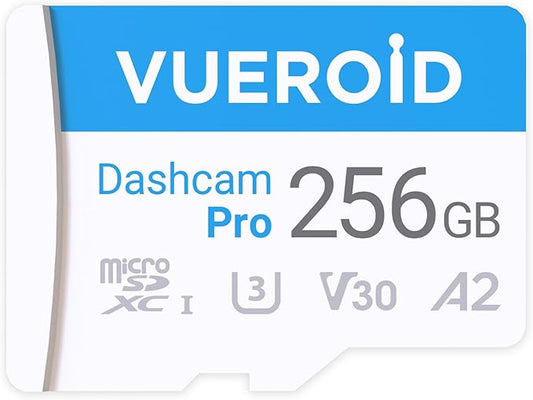 256GB Dashcam Pro microSD Card with Reader Adapter, C10, V30, UHS-I, Class 10, A2, High Speed Memory Card for 4K UHD Video, Read Speed up to 100 MB/s microsdxc